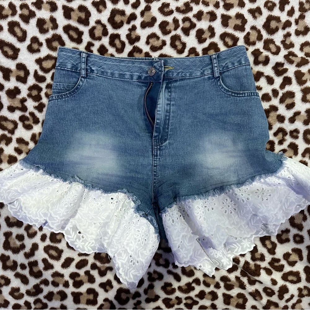 Denim and Lace Women's Shorts